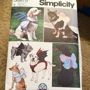 Simplicity Dog Costume Pattern with Wings Brand new Uncut Factory Folded